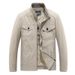 Men’s Lightweight Cotton Jacket – Breathable Stand Collar Zip-Up (Khaki/Olive/White/Black, M-6XL, Relaxed Fit, Travel-Ready)_viptrois.com