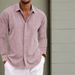 Men's Linen Long Sleeved T Shirt Loose Sweatshirt Solid Color Long Sleeved Cotton And Linen Shirt Men's Large Size Men's Shirt_viptrois.com