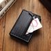 RFID Anti Theft Swipe Automatic Pop Up Card Holder Ultra Thin Credit Card Metal Card Holder Men's Multi Card Slot Wallet Carbon Fiber_viptrois.com