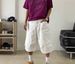 Men's Retro Washed White Wide Leg Denim Capri Shorts Summer Street Style Loose Casual Workwear_viptrois.com