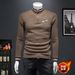 European Station Winter New Men's Fleece-Lined Thickened Youth Half-Turtle Neck Slim Fit Base Shirt Warm Top Trendy_viptrois.com