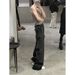 Men's Clothing wide leg washed gray jeans vibe style smoky gray men's and women's overalls_viptrois.com