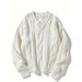 White V-neck Sweater Fashion Three-dimensional Fried Dough Twists Knitwear Fashion Niche Loose Sweater_viptrois.com