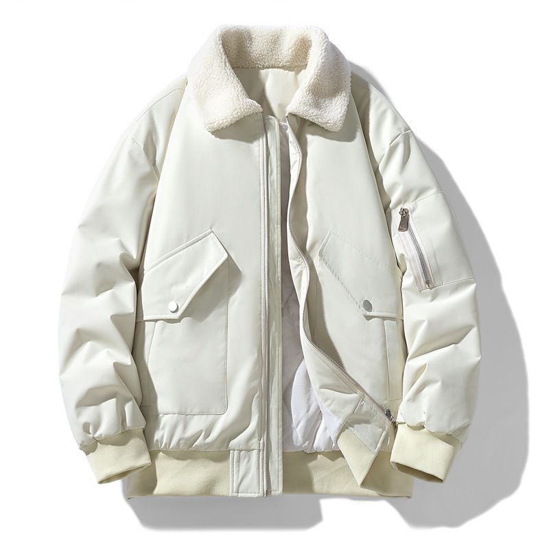 2025 Winter Men's Trendy Brand New Down Jacket Cotton Jacket Lamb Fleece Collar Thickened Warm Winter Coat_viptrois.com