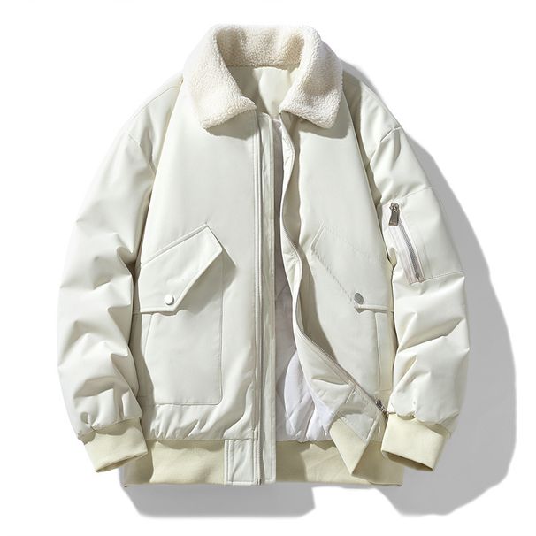 2025 Winter Men's Trendy Brand New Down Jacket Cotton Jacket Lamb Fleece Collar Thickened Warm Winter Coat_viptrois.com