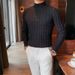 Half High Neck Sweater Men's Autumn And Winter Slim Fit Warm Mid Neck Knitted Sweater Sweater_viptrois.com