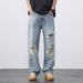 Men's Clothing Ripped Jeans Men's Straight Loose Designer Summer New Style Drape Pants Casual Denim_viptrois.com