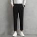 Men's Clothing Men's Ice Silk Nine Point Small Suit Trousers Summer Thin Simple Straight Suit Trousers Advanced Drape Nine Point Casual Trousers_viptrois.com
