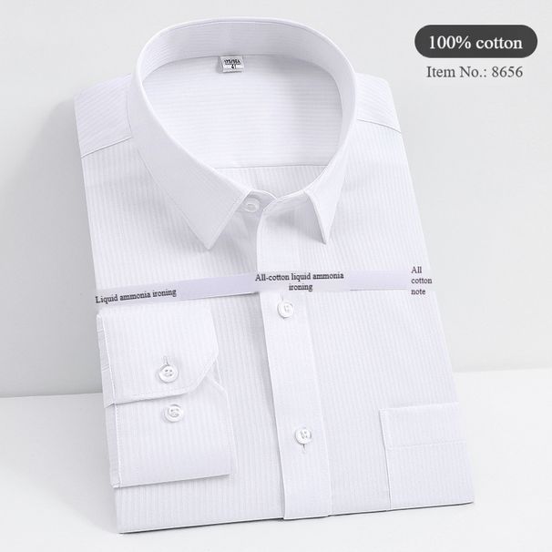 Premium Men's 100% Cotton Business Casual Shirt - Wrinkle-Free, Breathable & Comfortable Dress Shirt For Office & Formal Wear_viptrois.com