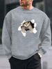 Men's Loose Casual And Fashionable 3D Cat Pattern Printed Round Neck Long Sleeved Sweatshirt For Autumn And Winter_viptrois.com