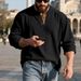 Men's Autumn Corduroy Henley Shirt - Vintage Loose Fit Casual Long Sleeve Top In Khaki, Olive, Grey, Brown, Burgundy, Black (S-Xxxl)_viptrois.com