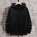 Men's Clothing Black Solid Color Men's Hooded Sweatshirt Long Sleeve Street Simple Casual Shirt New Style Tops All Match_viptrois.com