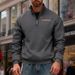 Men's Fleece-Lined Heavyweight Half-Zip Sweatshirt Winter Thermal Pullover With Stand Collar & Contrast Trim Outdoor Sportswear_viptrois.com