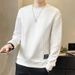 Men's Minimalist Crewneck Sweatshirt – Korean Streetwear Essential With Contrast Paneling & Velvet Touch (Casual Chic Pullover)_viptrois.com