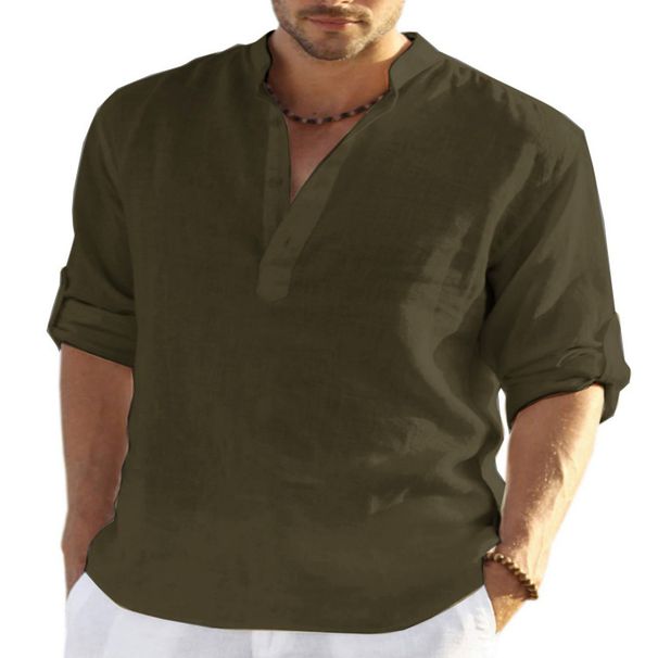 Men's Clothing Men's Linen Long Sleeve T Shirt Loose Sweatshirt Solid Color Long Sleeve Cotton And Linen Shirt Men's Large Size Delivery_viptrois.com