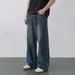 Men's Clothing Wide Leg Jeans Retro Distressed Relaxed Fit Vintage Jeans – Distressed Denim Pants In Black Grey / Light Blue / Retro Blue (S-3XL)_viptrois.com