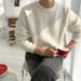 Men's Clothing New Autumn And Winter Solid Color Sweater For Men Couples Round Neck Pullover Loose Knitted Sweater_viptrois.com