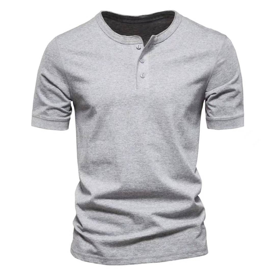 Men's Men's V-neck Short-sleeved T-shirt, Casual And Slim-fitting Sport, Henry Shirt, Solid-color T-shirt For Men_viptrois.com