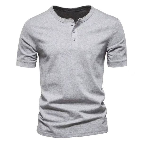 Men's Men's V-neck Short-sleeved T-shirt, Casual And Slim-fitting Sport, Henry Shirt, Solid-color T-shirt For Men_viptrois.com