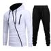 Men's Outdoor Hooded Zip-Up Sweatshirt Set - Lightweight Polyester Pullover With Full-Zip Jacket & Pants, Comfortable Athletic Wear For Running,_viptrois.com