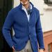 2026 European-USA Style Knitwear Cardigan Men 100% Acrylic Stand Collar Pure Color Single-Breasted Long Sleeve Slim Knit Sweater Outerwear_viptrois.com