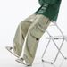 Men's Retro Style Wide Leg Jeans Loose Fit Trendy Cargo Pants High Street Multi Pocket Casual Functional Mid Waist Black Blue_viptrois.com
