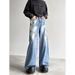 Retro Graffiti Paint Splatter Loose Fit Casual Straight Leg Wide Pants Denim Jeans For Men Breathable Polyester Fabric_viptrois.com