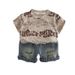 2025 Children's Summer English Piercing T-shirt Fashion Personality Cowboy Casual New Two Piece Set_viptrois.com