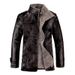Men's Clothing Men's Winter PU Washed Leather Jacket With Fleece Lining, Stand Collar, Slim Fit, Business Casual, Plus Size (Black, Coffee, Khaki)_viptrois.com