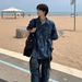 Men's Clothing Retro Deconstructed Shoulder Pad Short Sleeved Shirt For Men In Summer Old Washed Tie Dye Design Shirt Niche Jacket_viptrois.com