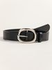 2025 Black Women's Casual And Business Style Belt With 3.2 Inch Oval Buckle, Adjustable Leather Waist Accessories_viptrois.com