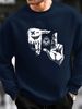Men's Loose And Casual Fashion Gesture Eye Pattern Printed Round Neck Long Sleeved Sportswear For Autumn And Winter_viptrois.com