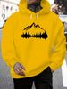 Men's Autumn And Winter Casual Fashionable Loose Hooded Sweatshirt With Mountain Reflection Pattern Printed Warm Long Sleeved Pullover_viptrois.com