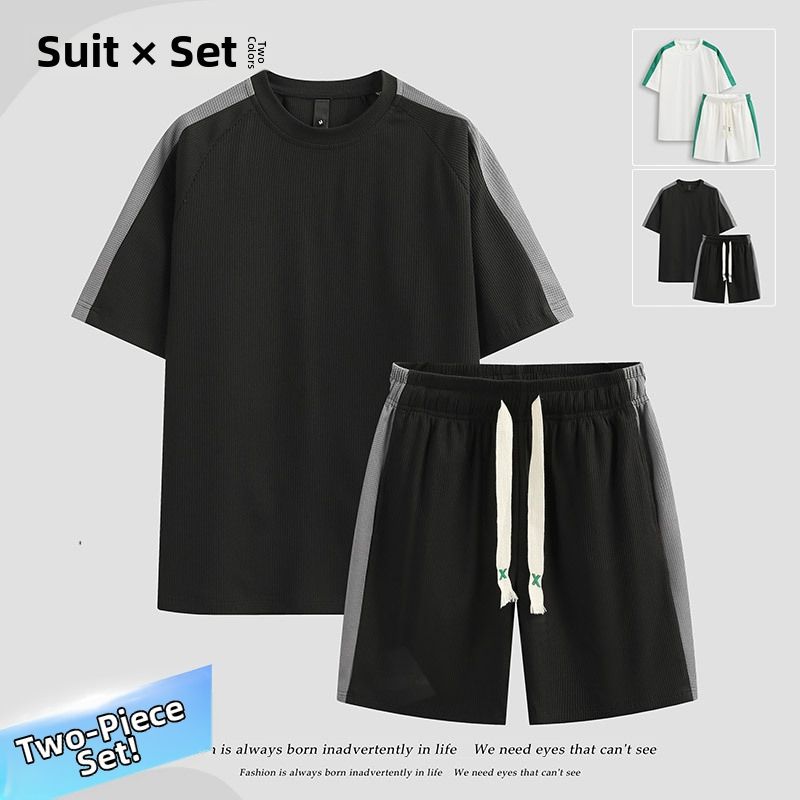 Summer Sports Set Couple Matching Men's And Women's Short Sleeve Two-Piece Set Breathable Trendy Clothing With Printable Logo_viptrois.com