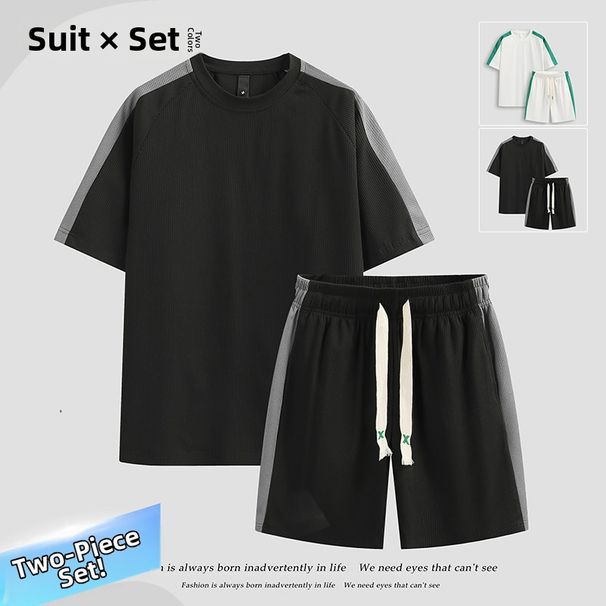 Summer Sports Set Couple Matching Men's And Women's Short Sleeve Two-Piece Set Breathable Trendy Clothing With Printable Logo_viptrois.com