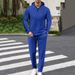 Men's Long Sleeve Two Piece Suit Hooded Waffle Knit Pants Autumn_viptrois.com