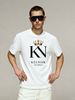 Mens Madrid Luxury Golden Crown KN Letter Print 100% Cotton Black Tee Casual Round Neck Short Sleeve Top_viptrois.com