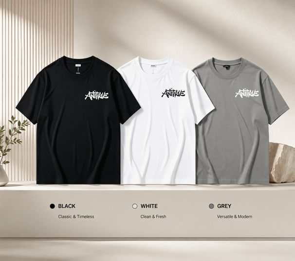 3 Pack Premium Men's Sharp Graffiti Antinke Letter Printed T-Shirt, Pure Cotton Crew Neck Casual Tee Luxury Summer Essential Black White Grey_viptrois.com