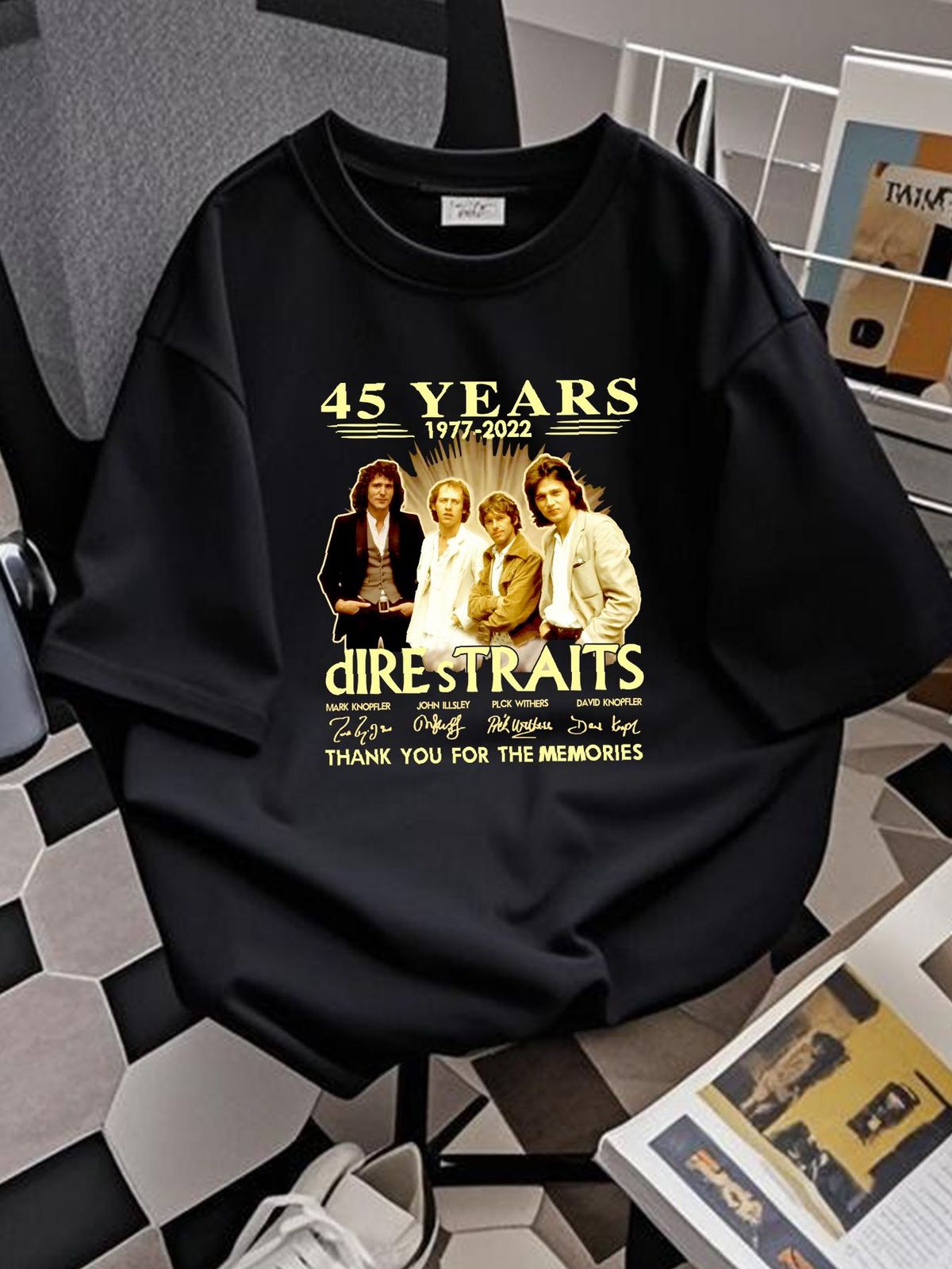 45 Years Dire Straits Signature Thank You For The Memories T Shirt Slightly Unisex Stretched Summer Casual Stylish Breathable Comfortable Fashion_viptrois.com
