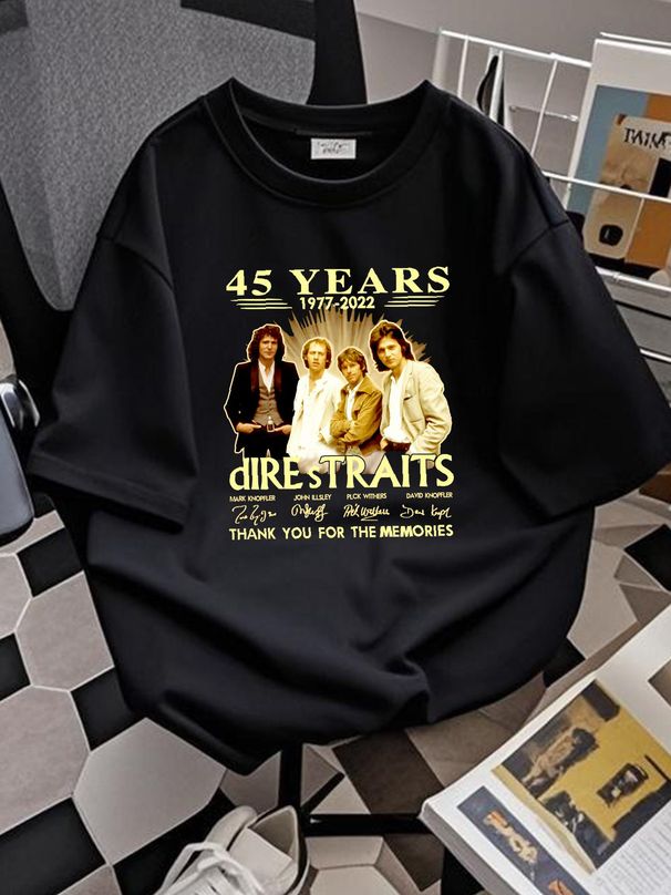 45 Years Dire Straits Signature Thank You For The Memories T Shirt Slightly Unisex Stretched Summer Casual Stylish Breathable Comfortable Fashion_viptrois.com