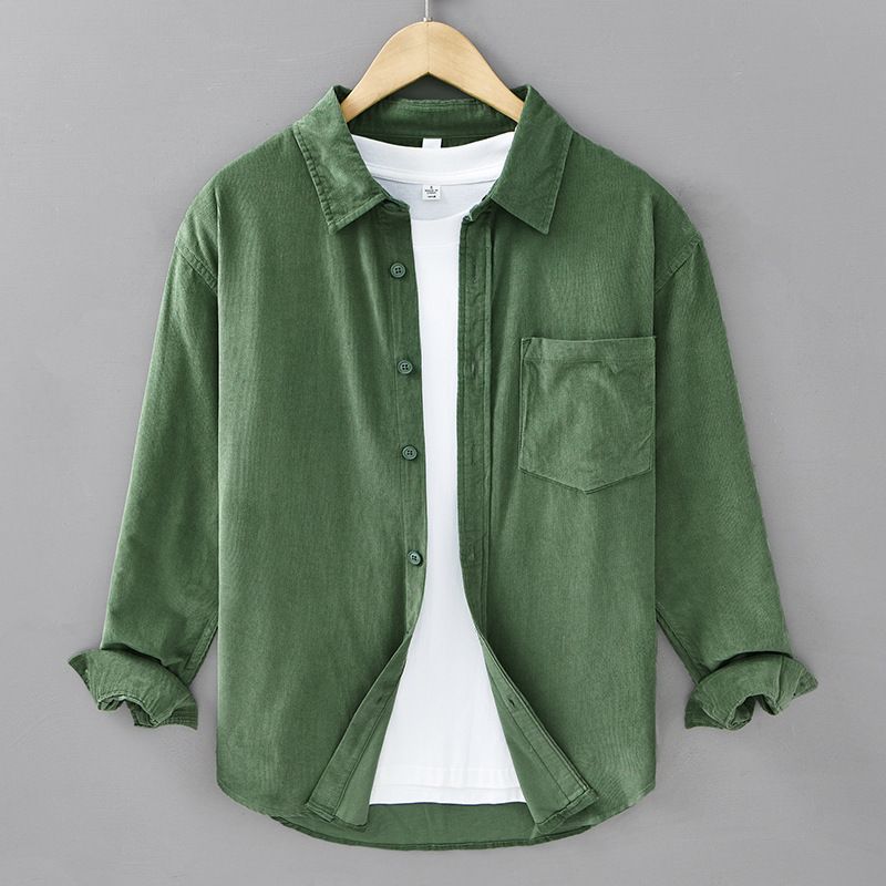 Autumn Pure Cotton Retro Corduroy Long Sleeved Shirt, Men's Trendy Versatile Casual Shirt, Men's Jacket_viptrois.com