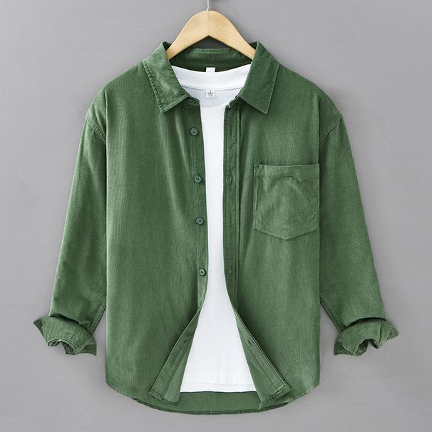 Autumn Pure Cotton Retro Corduroy Long Sleeved Shirt, Men's Trendy Versatile Casual Shirt, Men's Jacket_viptrois.com