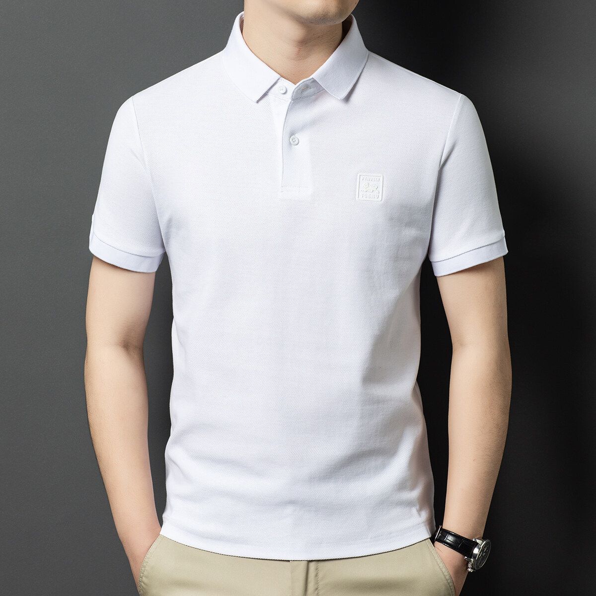 Short T-Shirt Men's 2025 Summer New Loose Middle-Aged Collar Polo Shirt Half Sleeved Casual Top_viptrois.com
