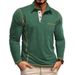 Men's Long Sleeve Polo Shirt - Slim Fit Casual Top With Collar & Pocket Detail - Breathable Polyester Fabric For Everyday Wear_viptrois.com