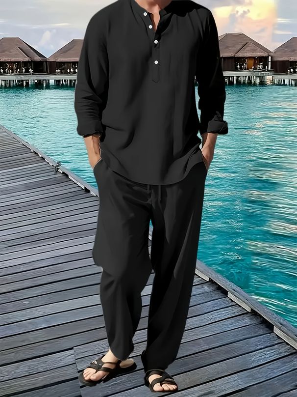 Men's Color Block Long Sleeve Shirt Designer Casual Top For Spring And Autumn Simple Stylish Mature Handsome Style_viptrois.com