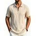 Men's Clothing Solid Color Wrinkled Polo Shirt American Style Business Casual Short Sleeve T-Shirt Half Zip Design_viptrois.com