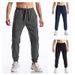 Men's Athletic Jogger Pants - Breathable Polyester Workout Trousers With Elastic Cuffs For Running, Gym & Casual Wear (Black, Navy, Dark Gray)_viptrois.com