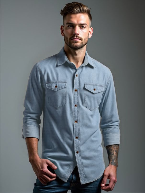 Men’s Clothing New Men's Shirts Large Size Hot Sale Casual Long Sleeve Tencel Denim Shirts Spring And Autumn_viptrois.com