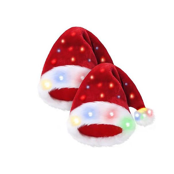 Christmas decoration plush luminous led adult Christmas hat party dress up decorations_viptrois.com