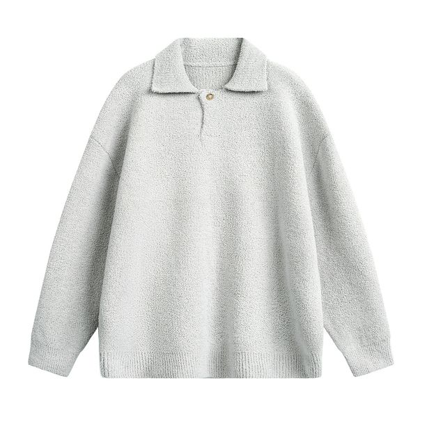Monochrome Man- Vintage Texture Half Velvet Seagull Sweater Autumn Winter New Thick Warm Turn-Down Collar Knitted Top Coat_viptrois.com